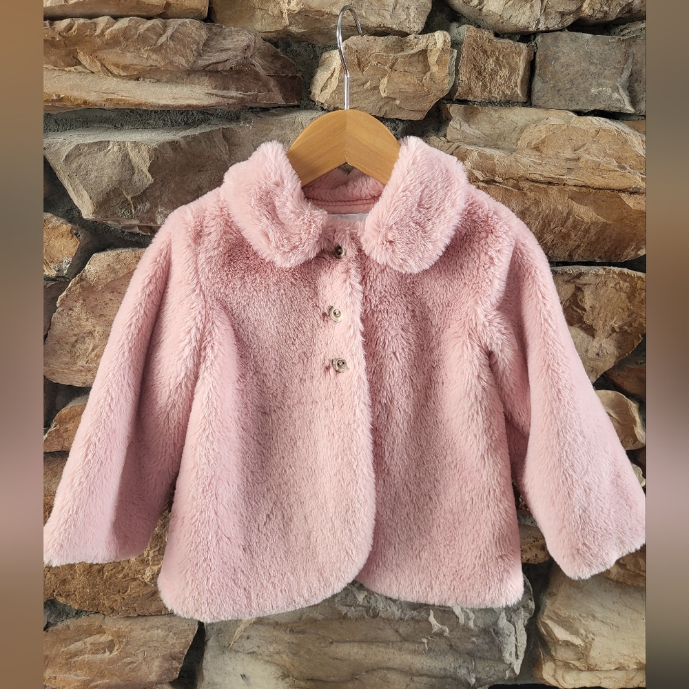 Edgehill Collection Luxe Pink Faux Fur Kids Coat 24m Dressy